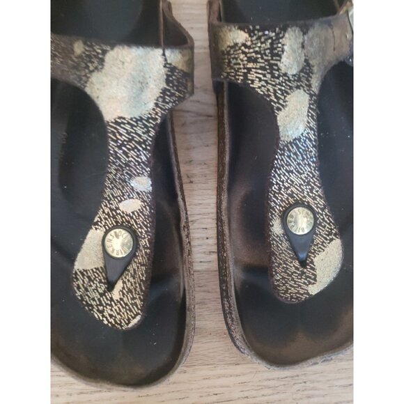 Birkenstock Gizeh Thong Sandal Sz 9/9.5 EU 40 Womens Metallic Gold Brown - Picture 2 of 14